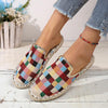 Women's Casual Color Plaid Woven Half Slippers 44314000S