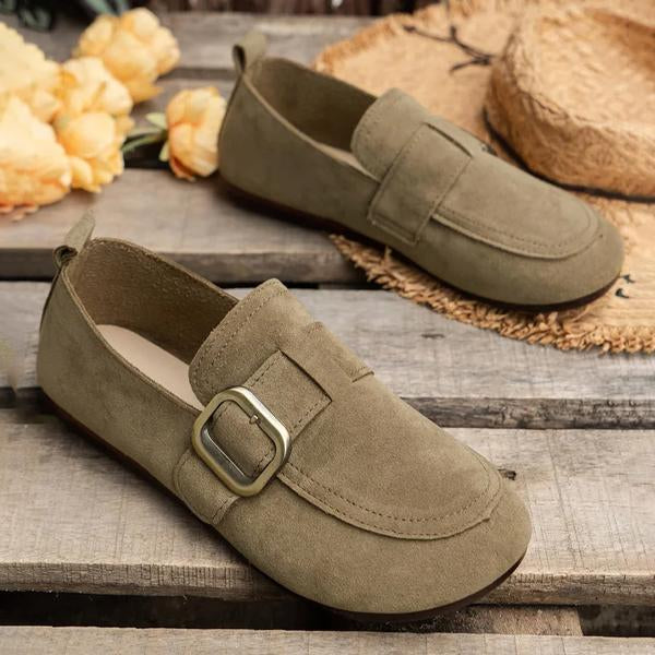Women's Retro Casual Buckle Decorated Beanie Shoes 39909408S