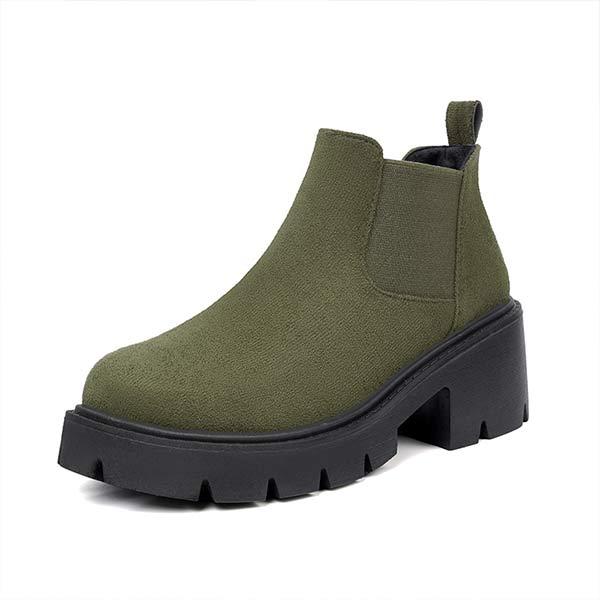Women's Suede Chelsea Boots with Chunky Heel and Cozy Shaft 01707527C