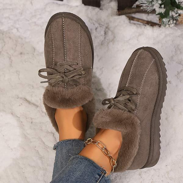 Women's Thick-Sole Lace-Up Plush Lined Winter Shoes 19818527C