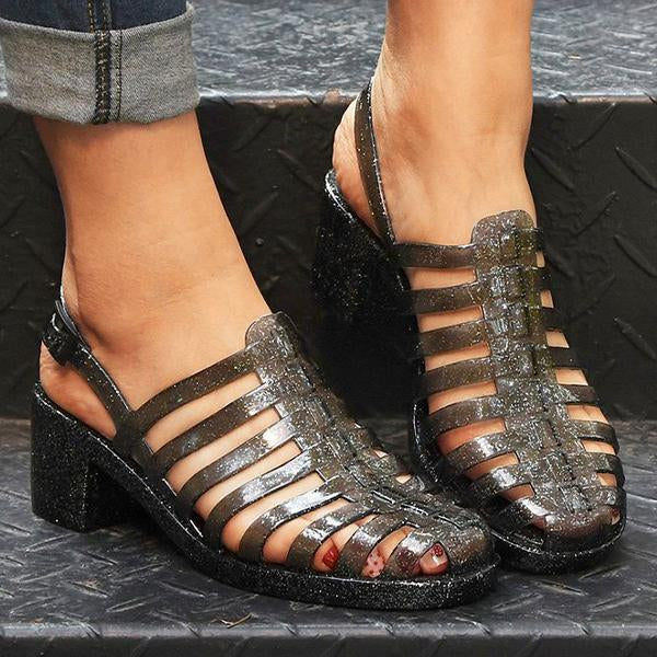 Women's Fashion Transparent Crystal Roman Sandals 53147488C