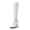 Women's Fashion Buckle Lace-Up Over-The-Knee Boots 72627014S