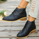 Women's Casual Lace-up Front Embossed Ankle Boots 96860680S