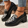 Women's Retro Leopard Block Heel Loafers 40641790S