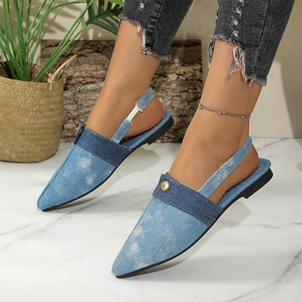 Women's Denim Pointed-Toe Mules 66605744C