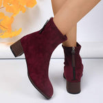 Women's Round Toe Chunky Heel Ankle Boots 21983226C