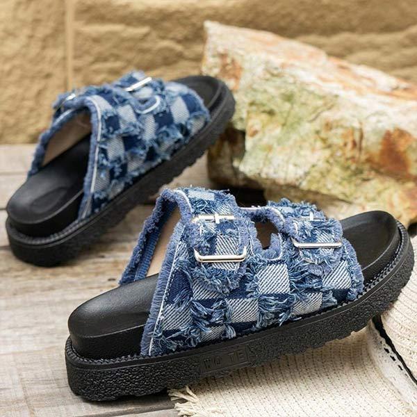 Women's Denim Double-Breasted Slip-Ons 45888316C