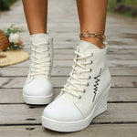 Women's Lace-Up Wedge Canvas Casual Shoes 65864246C