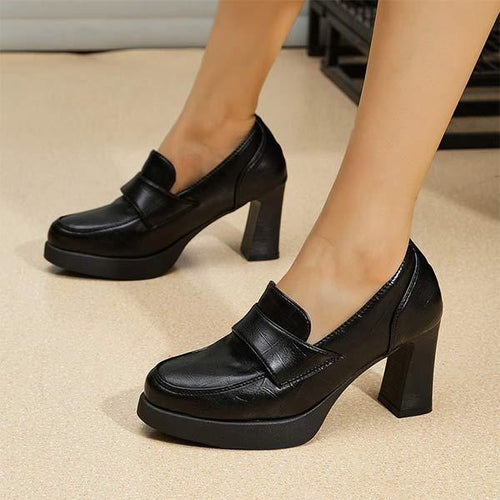 Women's Vintage Chunky Heel Single Shoes 20146610C