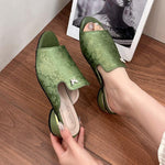Women's Butterfly Rhinestone Elegant Block Heel Slippers 92366491S