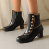 Women's Vintage Wood Grain Chunky Heeled Ankle Boots 20313121C