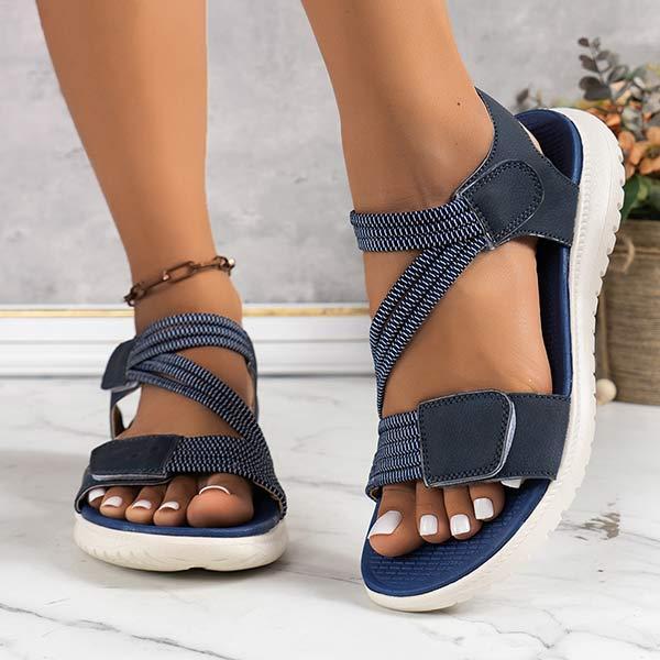 Women's Stitching Detail Casual Velcro Sandals 03527651C