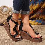 Women's Fashion Zipper Thick Sole Wedge Sandals 38814218S