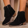 Women's Studded Fringe Chunky Heeled Ankle Boots 44140372C