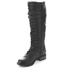 Women's High-Cut Lace-Up Riding Boots with Buckle and Studded Details 92176439C