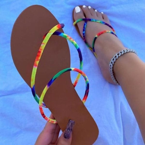 Women's Colorful Rubber Flat Beach Flip Flops 83698578C