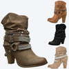Women's Fashion Rivet Belt Buckle High-Heel Ankle Boots 43519810C
