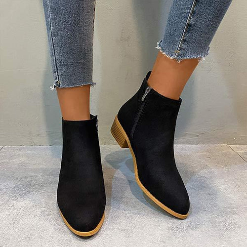 Women's Chunky Heel Ankle-Length Pull-On Chelsea Boots 41948753C