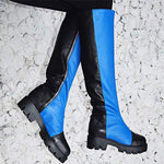 Women's Patchwork Chunky Heel Knee-High Boots 95524415C