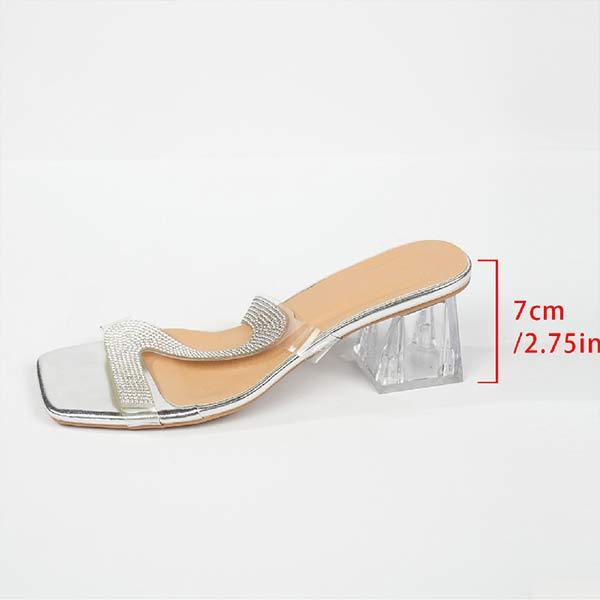 Women's High Heels Rhinestone Transparent Slippers 36197269C