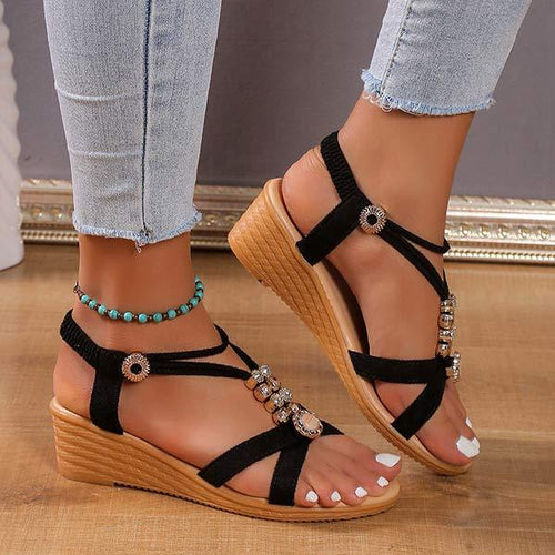 Women's Wedge Beaded Bohemian Sandals 24089394C