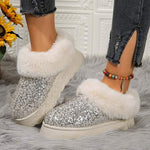 Women's Thick-Sole Plush Lined Sequin Snow Boots 91847313C