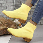 Women's Fly-Knit Pointed-Toe Breathable Sock Boots 79452397C