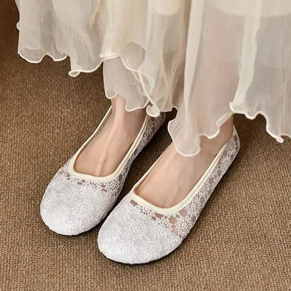 Women's Mesh Lace Flat Shoes 85895585C