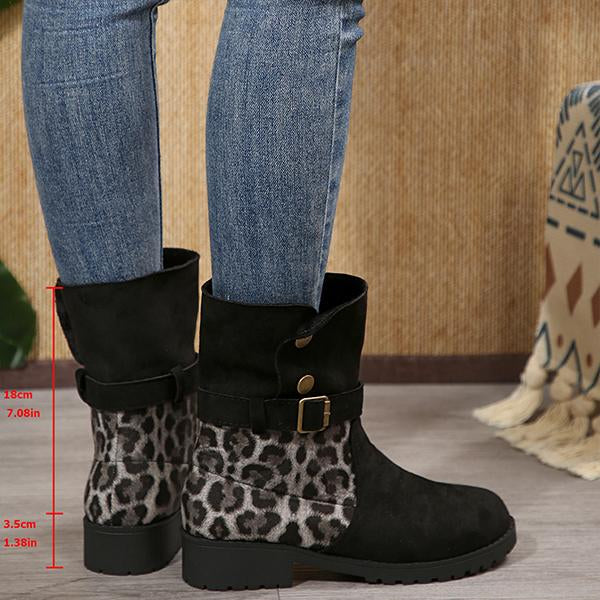 Women's Casual Leopard Buckle Ankle Boots 51962640S