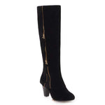 Women's Knee-High Boots with Inner Side Zipper and Chunky Heel 75181867C