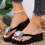 Women's Rhinestone Floral Toe-Ring Wedge Sandals 67153934C