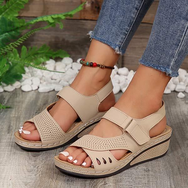 Women's Casual Wedge Sandals with Velcro Straps 74134606C