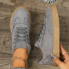 Women's Flat-Soled Lace-Up Suede Casual Sneakers 23828585S