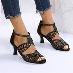 Women's Stiletto Heel Rhinestone-Embellished Hollow-Out Sexy Sandals with Back Zipper 23970735C