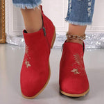 Women's Pointed Toe Embroidered Ankle Boots 92868808C