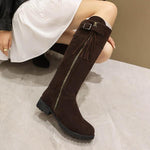 Women's Fashion Suede Tassel Buckle Knee-High Boots 96780666S