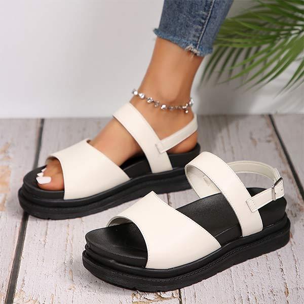 Women's Thick-Platform One-Strap Sandals with Buckle Detail – Peep Toe Style 65912478C