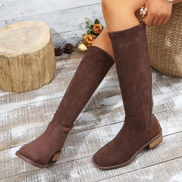 Women's Fashion Patchwork Suede Knee-High Boots 66315118S