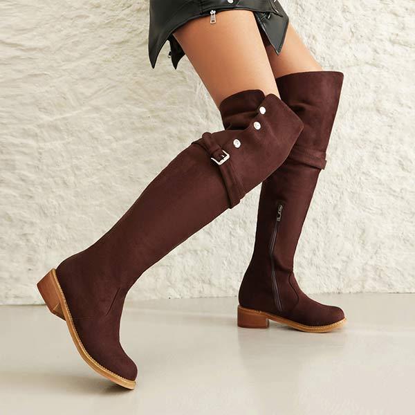 Women's Casual Low-Heel Over-the-Knee Boots 55592675C