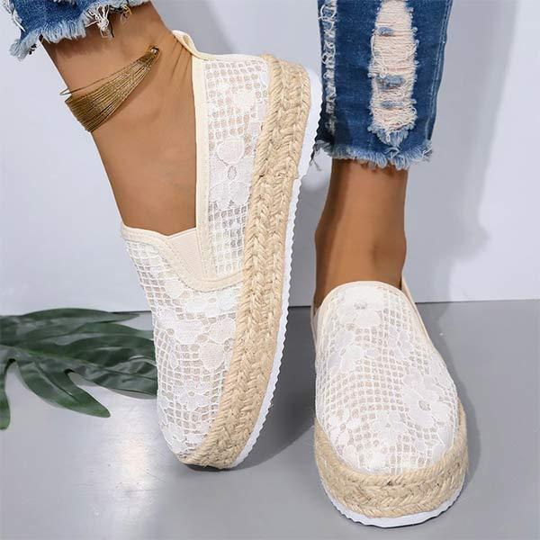 Women's Slip-On Lace Espadrille Flatform Fisherman Shoes 17412486C