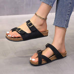Women's Vintage Belt Buckle Toe-Ring Slide Sandals 94569923C