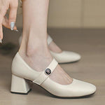 Women's Retro Elegance Chunky Heel Mary Jane Shoes 75840110C