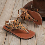 Women's Leopard Print Versatile Flip-Toe Sandals 81061569S