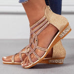 Women's Rhinestone Hollow Zipper Roman Sandals 41399190C