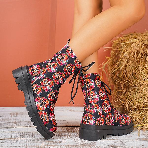 Women's Casual Skull Graffiti Martin Boots 97096208S