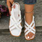 Women's Simple Cross Strap Flat Sandals 44489282S