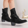 Women's Vintage Suede Bow Low Heel Ankle Boots 31167720S