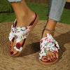 Women's Toe Loop Floral Bow Slide Sandals 06690194C