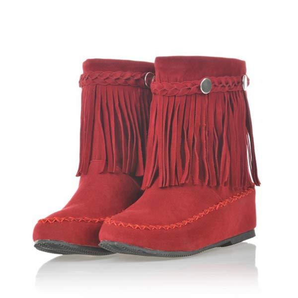 Women's Low-Heel Casual Fringed Boots 27599957C