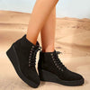 Women's Back-Zip Flat Platform Suede Ankle Boots 06321030C